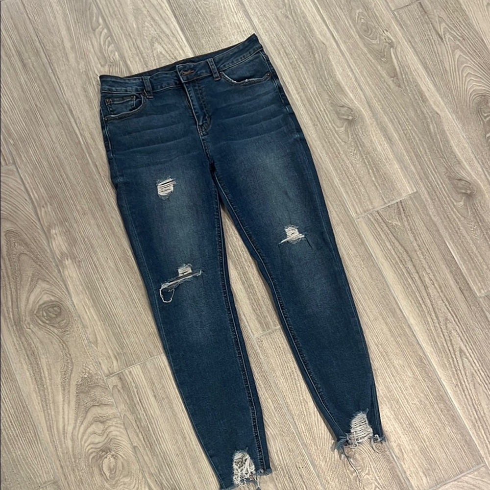 Just USA Blue Skinny Jeans with Modern Distressing